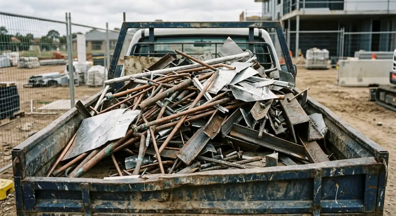 Truck loaded with mixed scrap metal collected from a construction site in Sydney